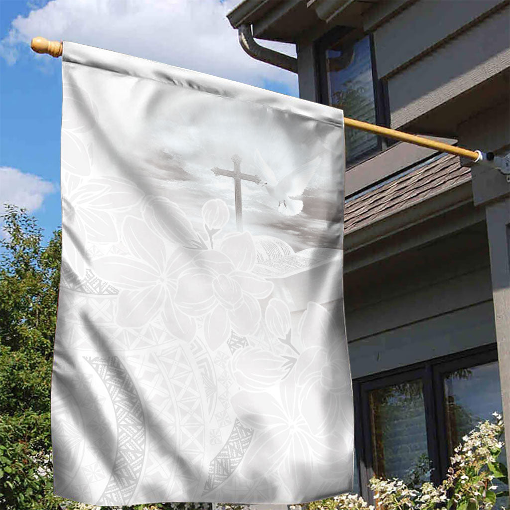 Niue White Sunday Tapu Fanau Garden Flag Fiti Pua Mix Hiapo Tapa LT7 - Polynesian Pride