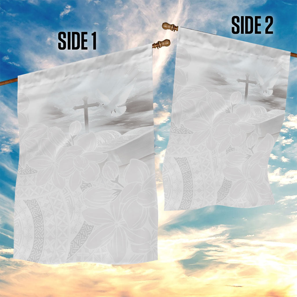 Niue White Sunday Tapu Fanau Garden Flag Fiti Pua Mix Hiapo Tapa LT7 - Polynesian Pride
