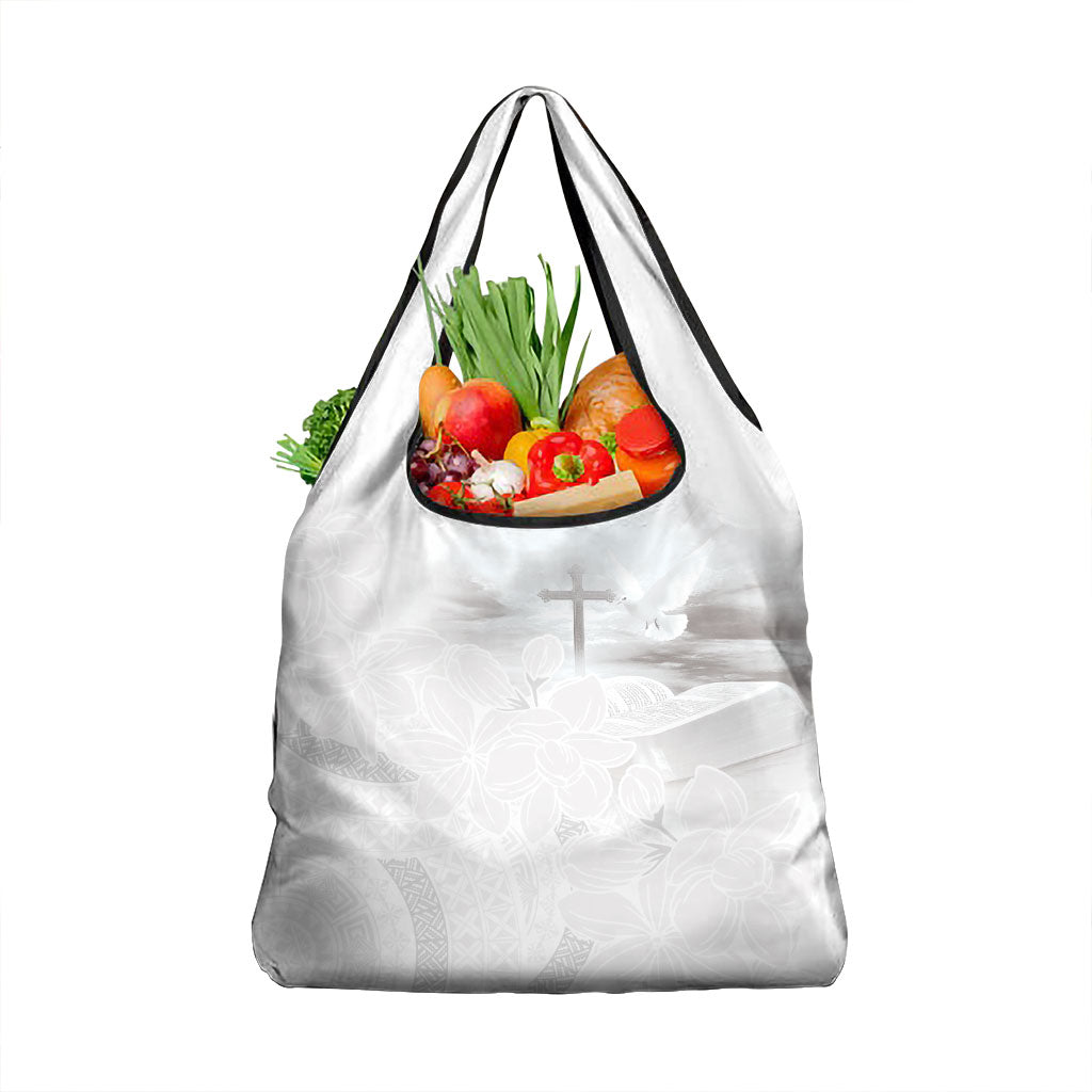 Niue White Sunday Tapu Fanau Grocery Bag Fiti Pua Mix Hiapo Tapa LT7 1-pack One Size White - Polynesian Pride