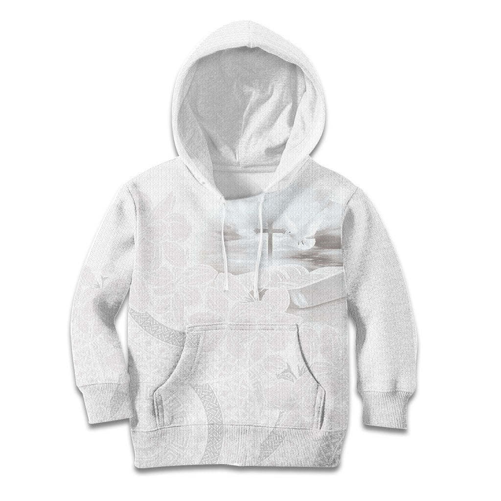 Niue White Sunday Tapu Fanau Kid Hoodie Fiti Pua Mix Hiapo Tapa LT7 Hoodie White - Polynesian Pride
