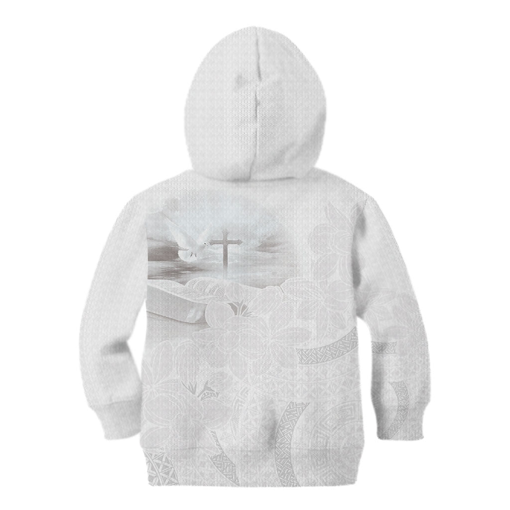 Niue White Sunday Tapu Fanau Kid Hoodie Fiti Pua Mix Hiapo Tapa LT7 - Polynesian Pride