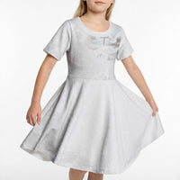 Niue White Sunday Tapu Fanau Kid Short Sleeve Dress Fiti Pua Mix Hiapo Tapa LT7 - Polynesian Pride