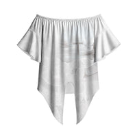 Niue White Sunday Tapu Fanau Off Shoulder Wrap Waist Top Fiti Pua Mix Hiapo Tapa LT7 - Polynesian Pride