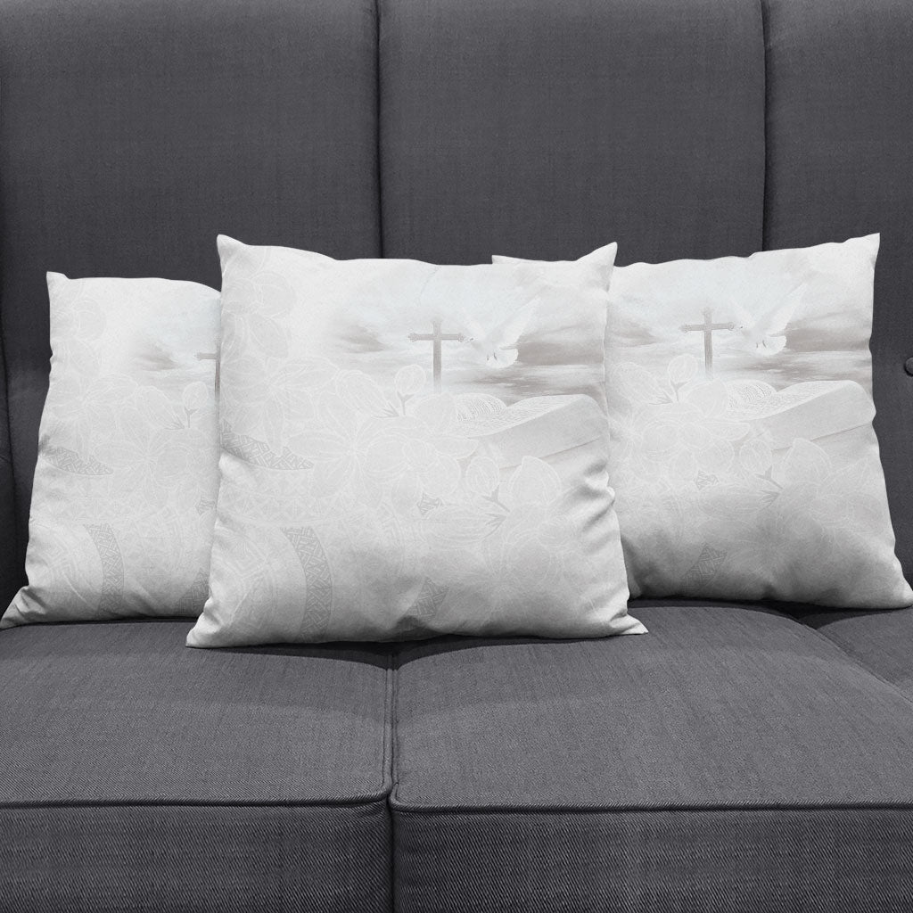 Niue White Sunday Tapu Fanau Pillow Cover Fiti Pua Mix Hiapo Tapa LT7 - Polynesian Pride