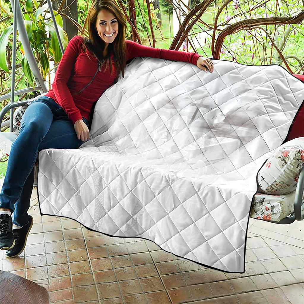 Niue White Sunday Tapu Fanau Quilt Fiti Pua Mix Hiapo Tapa LT7 - Polynesian Pride