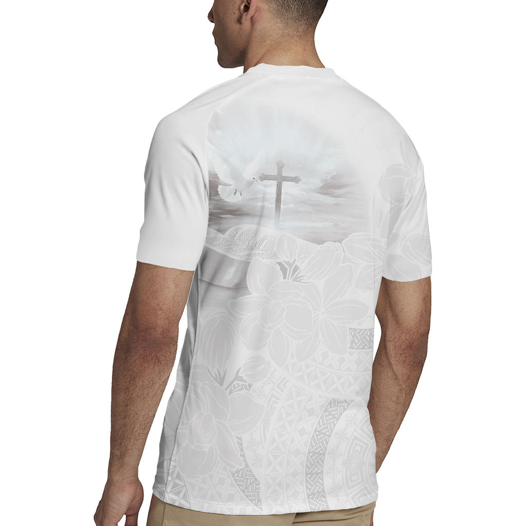 Niue White Sunday Tapu Fanau Rugby Jersey Fiti Pua Mix Hiapo Tapa LT7 - Polynesian Pride