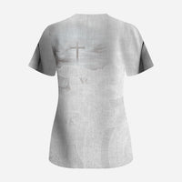 Niue White Sunday Tapu Fanau Scrub Top Fiti Pua Mix Hiapo Tapa LT7 - Polynesian Pride