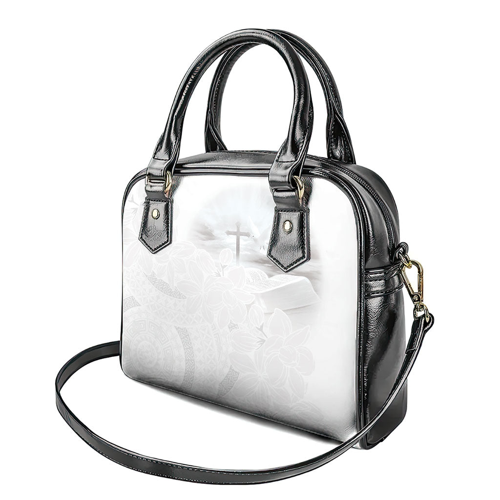 Niue White Sunday Tapu Fanau Shoulder Handbag Fiti Pua Mix Hiapo Tapa LT7 - Polynesian Pride