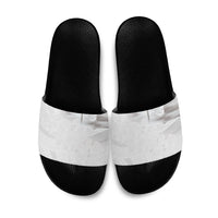 Niue White Sunday Tapu Fanau Slide Sandals Fiti Pua Mix Hiapo Tapa LT7 White - Polynesian Pride