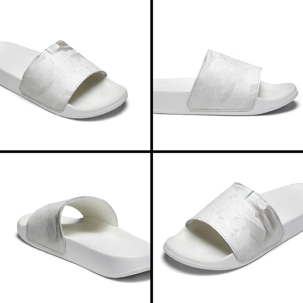 Niue White Sunday Tapu Fanau Slide Sandals Fiti Pua Mix Hiapo Tapa LT7 - Polynesian Pride