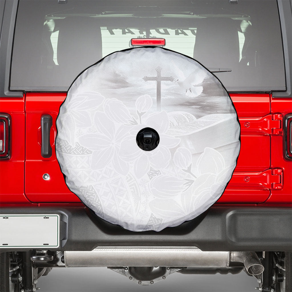Niue White Sunday Tapu Fanau Spare Tire Cover Fiti Pua Mix Hiapo Tapa LT7 - Polynesian Pride