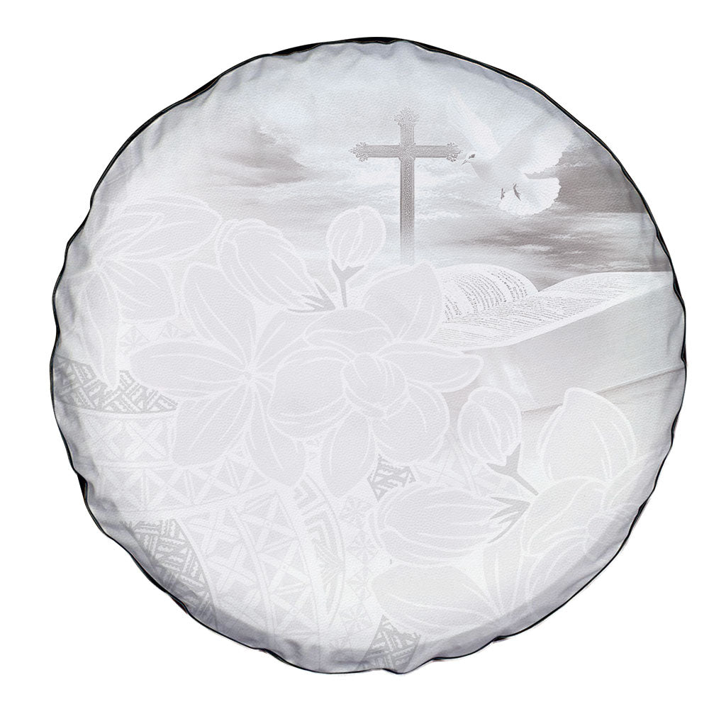 Niue White Sunday Tapu Fanau Spare Tire Cover Fiti Pua Mix Hiapo Tapa LT7 - Polynesian Pride