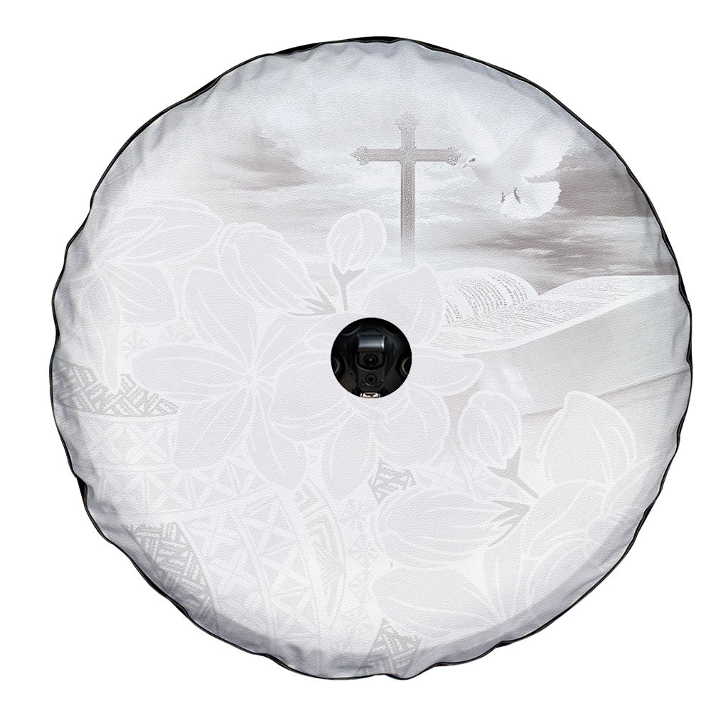 Niue White Sunday Tapu Fanau Spare Tire Cover Fiti Pua Mix Hiapo Tapa LT7 - Polynesian Pride