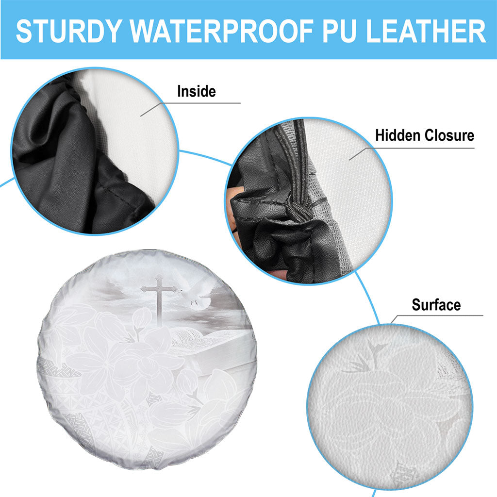 Niue White Sunday Tapu Fanau Spare Tire Cover Fiti Pua Mix Hiapo Tapa LT7 - Polynesian Pride