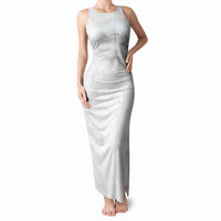 Niue White Sunday Tapu Fanau Tank Maxi Dress Fiti Pua Mix Hiapo Tapa LT7 Women White - Polynesian Pride