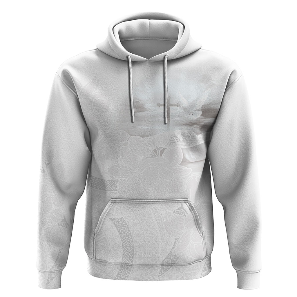 Niue White Sunday Tapu Fanau Zip Hoodie Fiti Pua Mix Hiapo Tapa LT7 Pullover Hoodie White - Polynesian Pride
