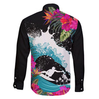 Hawaii Surfing Family Matching Off Shoulder Short Dress and Hawaiian Shirt Triple Crown Rides The Waves LT7 - Polynesian Pride