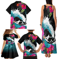 Hawaii Surfing Family Matching Tank Maxi Dress and Hawaiian Shirt Triple Crown Rides The Waves LT7 - Polynesian Pride