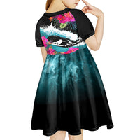 Hawaii Surfing Kid Short Sleeve Dress Triple Crown Rides The Waves LT7 - Polynesian Pride