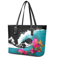 Hawaii Surfing Leather Tote Bag Triple Crown Rides The Waves LT7 - Polynesian Pride