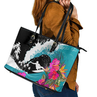 Hawaii Surfing Leather Tote Bag Triple Crown Rides The Waves LT7 - Polynesian Pride