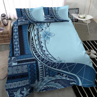 Samoa Siapo Mamanu Bedding Set Plumeria Navy Blue Motifs