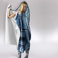 Samoa Siapo Mamanu Hooded Blanket Plumeria Navy Blue Motifs
