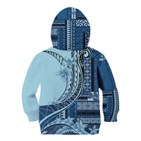Samoa Siapo Mamanu Kid Hoodie Plumeria Navy Blue Motifs LT7 - Polynesian Pride