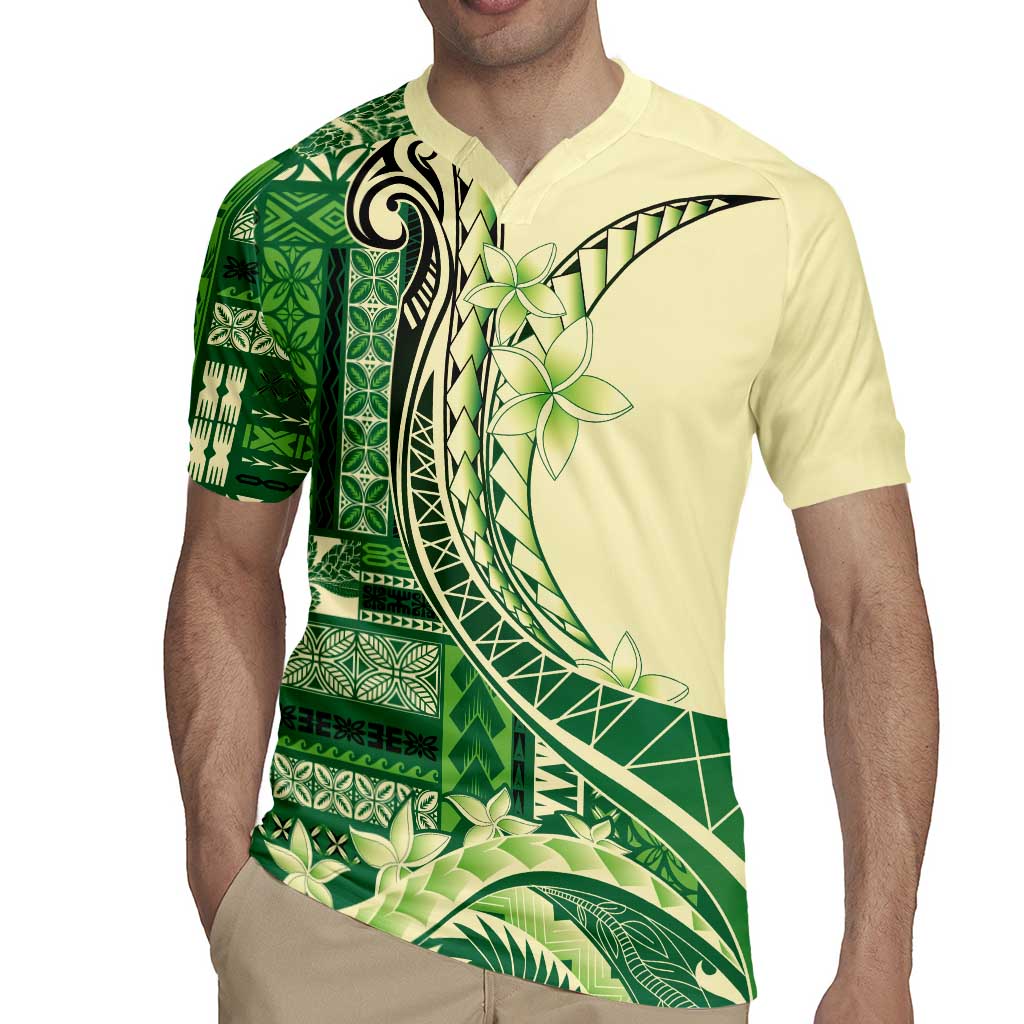 Samoa Siapo Mamanu Rugby Jersey Plumeria Emerald Motifs