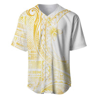 Samoa Siapo Mamanu Baseball Jersey Plumeria Fancy Gold Motifs LT7 Gold - Polynesian Pride