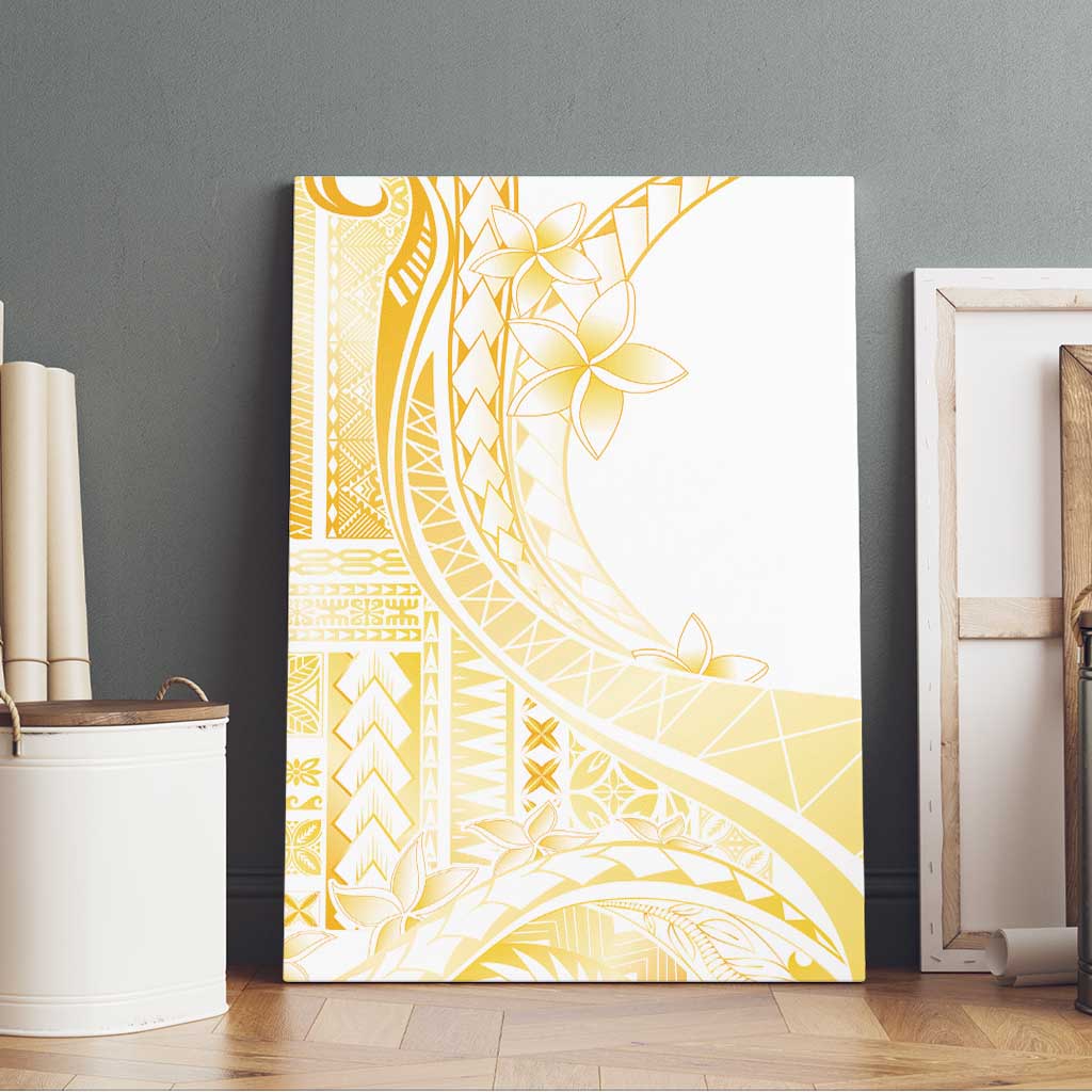 Samoa Siapo Mamanu Canvas Wall Art Plumeria Fancy Gold Motifs