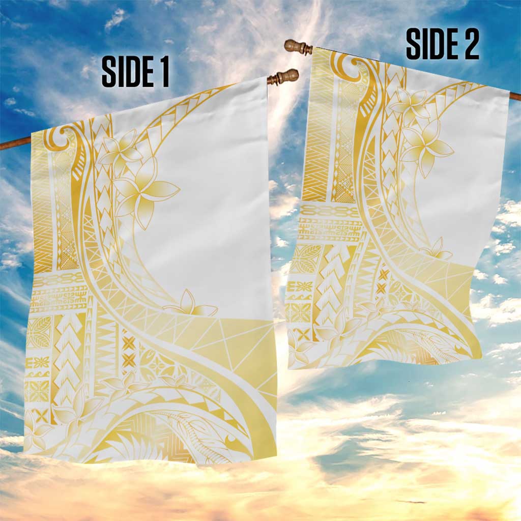Samoa Siapo Mamanu Garden Flag Plumeria Fancy Gold Motifs
