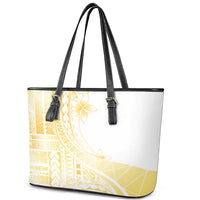 Samoa Siapo Mamanu Leather Tote Bag Plumeria Fancy Gold Motifs
