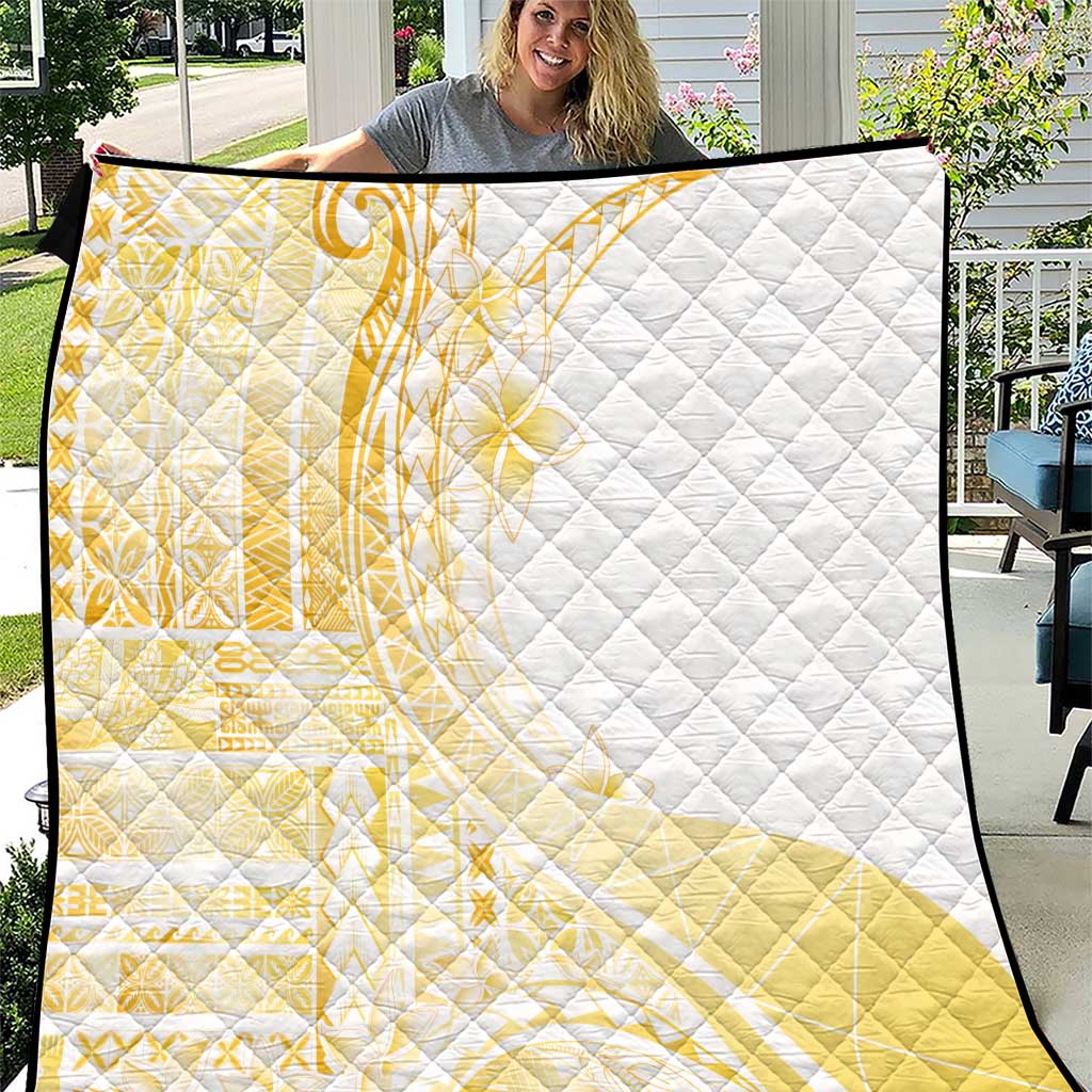 Samoa Siapo Mamanu Quilt Plumeria Fancy Gold Motifs LT7 Gold - Polynesian Pride