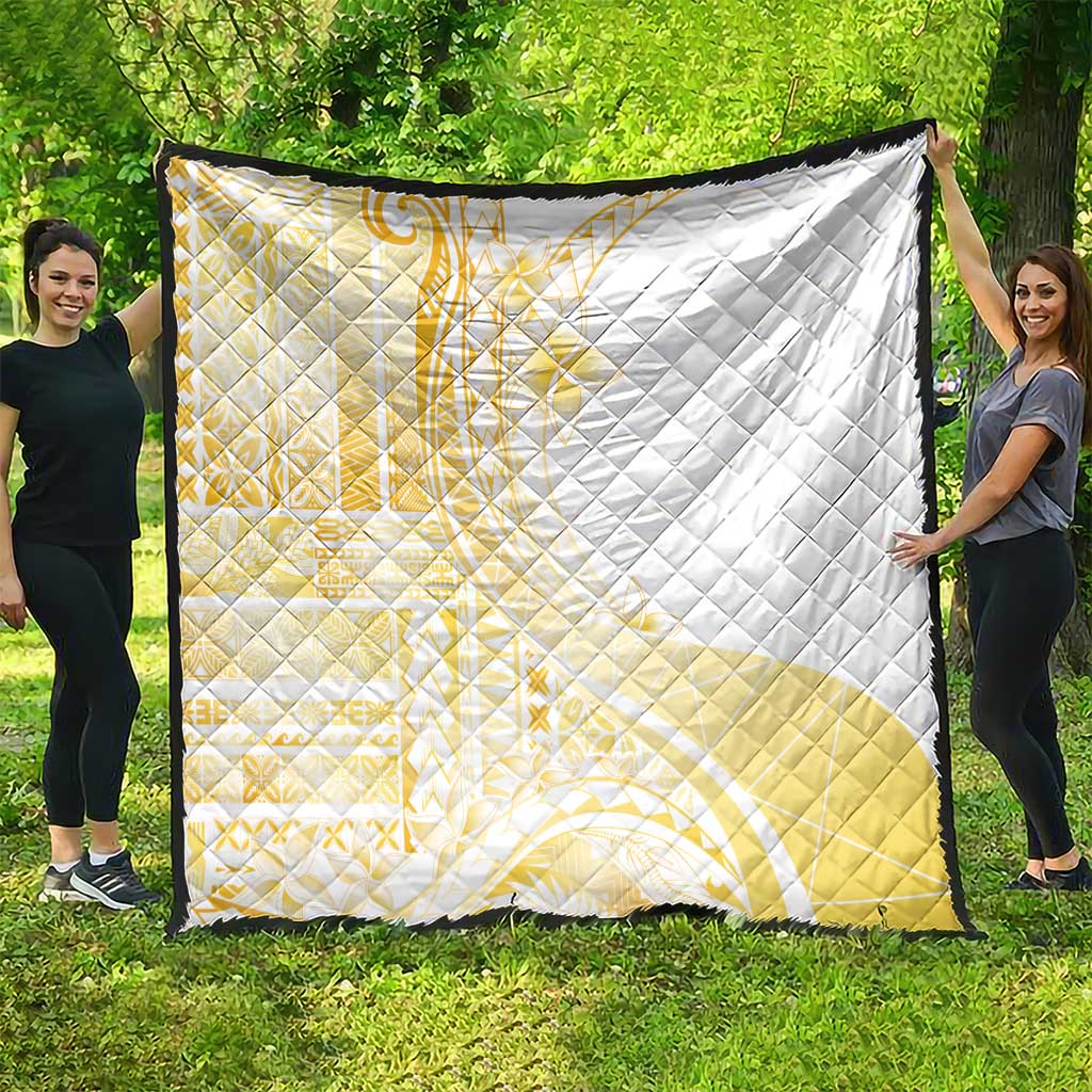 Samoa Siapo Mamanu Quilt Plumeria Fancy Gold Motifs LT7 - Polynesian Pride