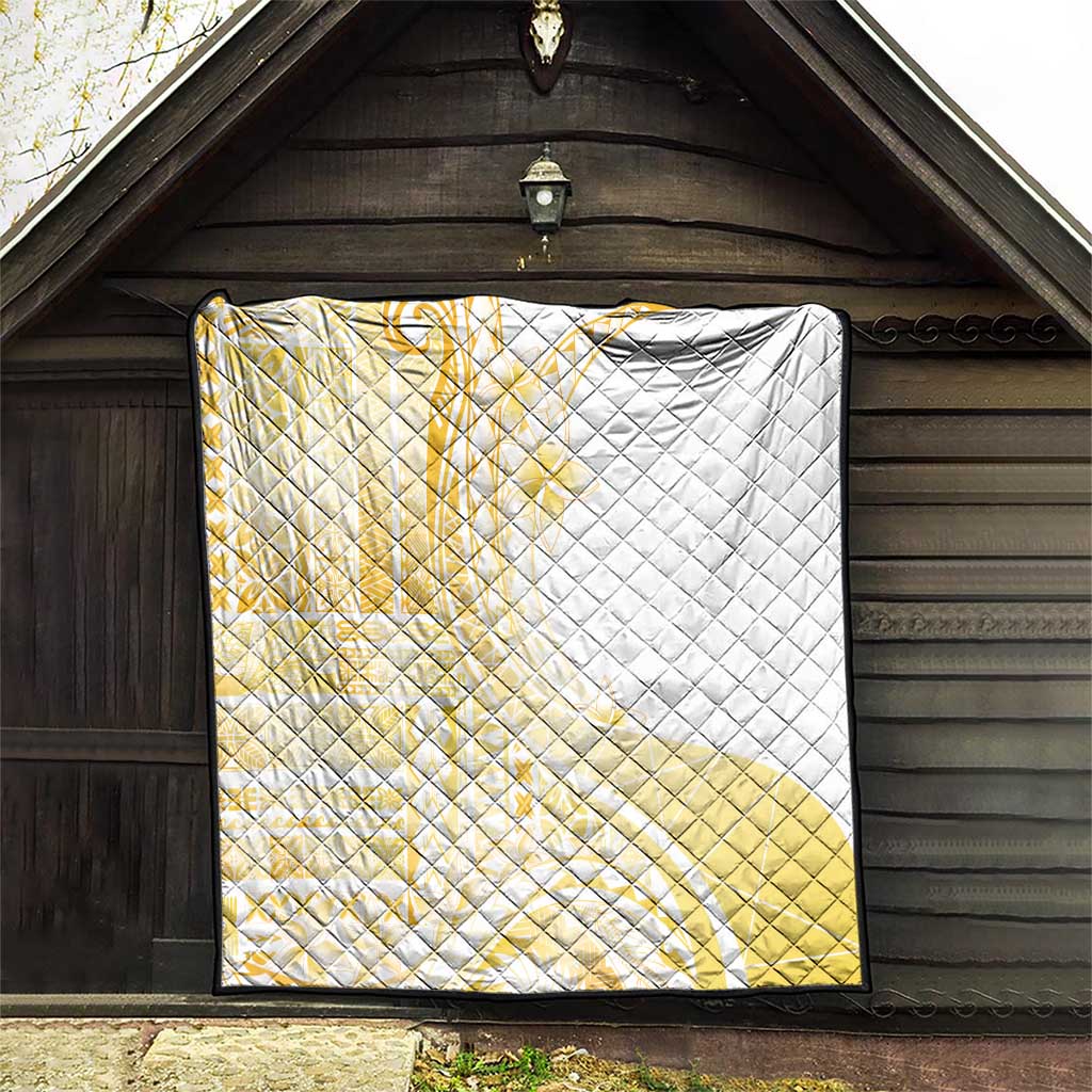Samoa Siapo Mamanu Quilt Plumeria Fancy Gold Motifs LT7 - Polynesian Pride