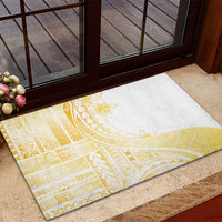 Samoa Siapo Mamanu Rubber Doormat Plumeria Fancy Gold Motifs