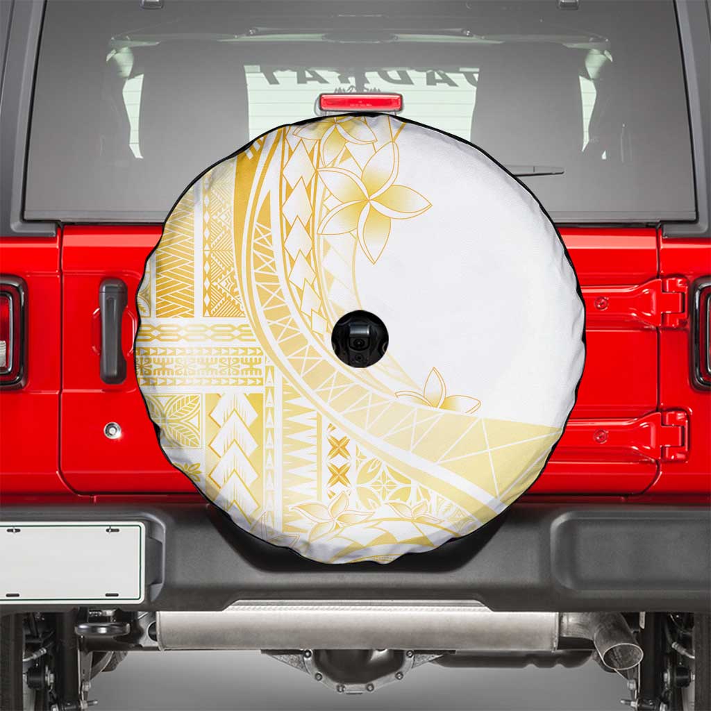 Samoa Siapo Mamanu Spare Tire Cover Plumeria Fancy Gold Motifs LT7 - Polynesian Pride