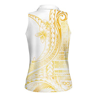 Samoa Siapo Mamanu Women Sleeveless Polo Shirt Plumeria Fancy Gold Motifs