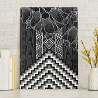 Aotearoa Taniko Pattern Canvas Wall Art Poutama Mix Kowhai Flowers
