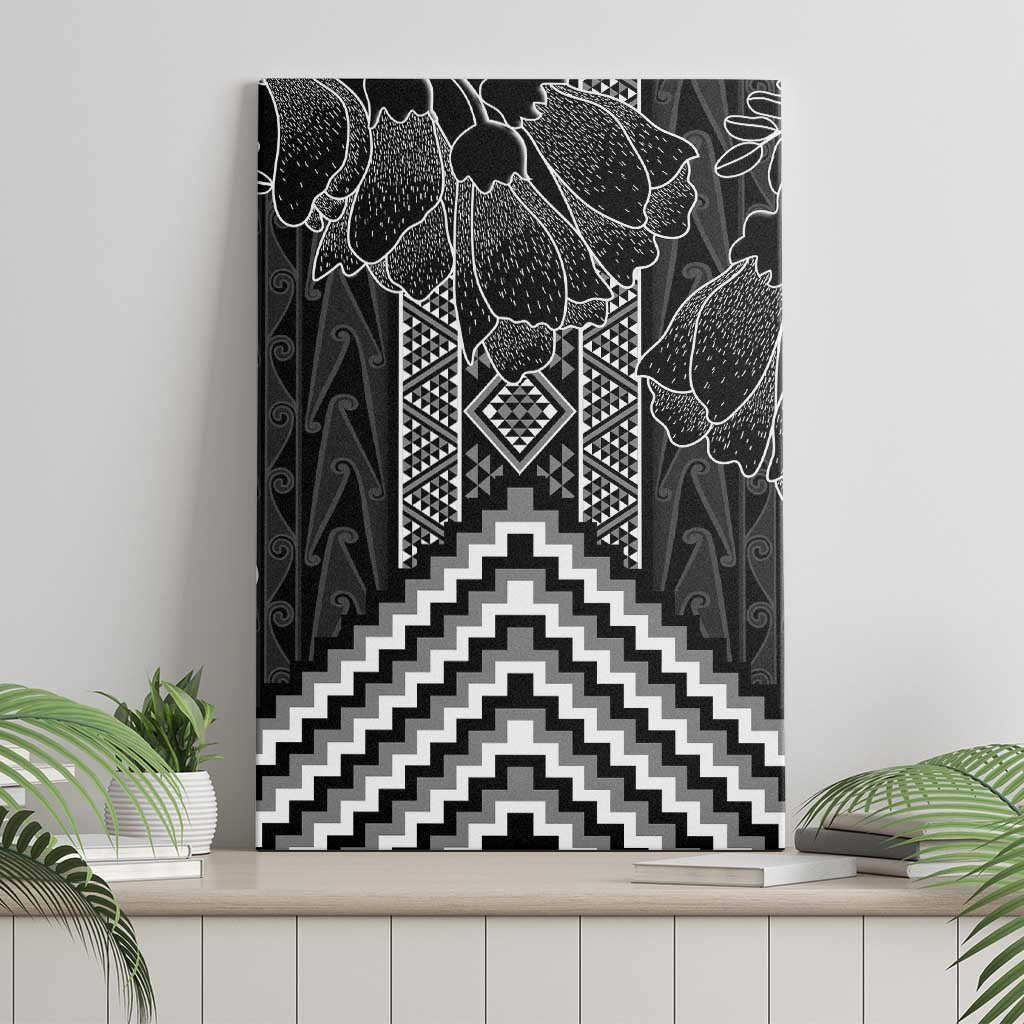 Aotearoa Taniko Pattern Canvas Wall Art Poutama Mix Kowhai Flowers