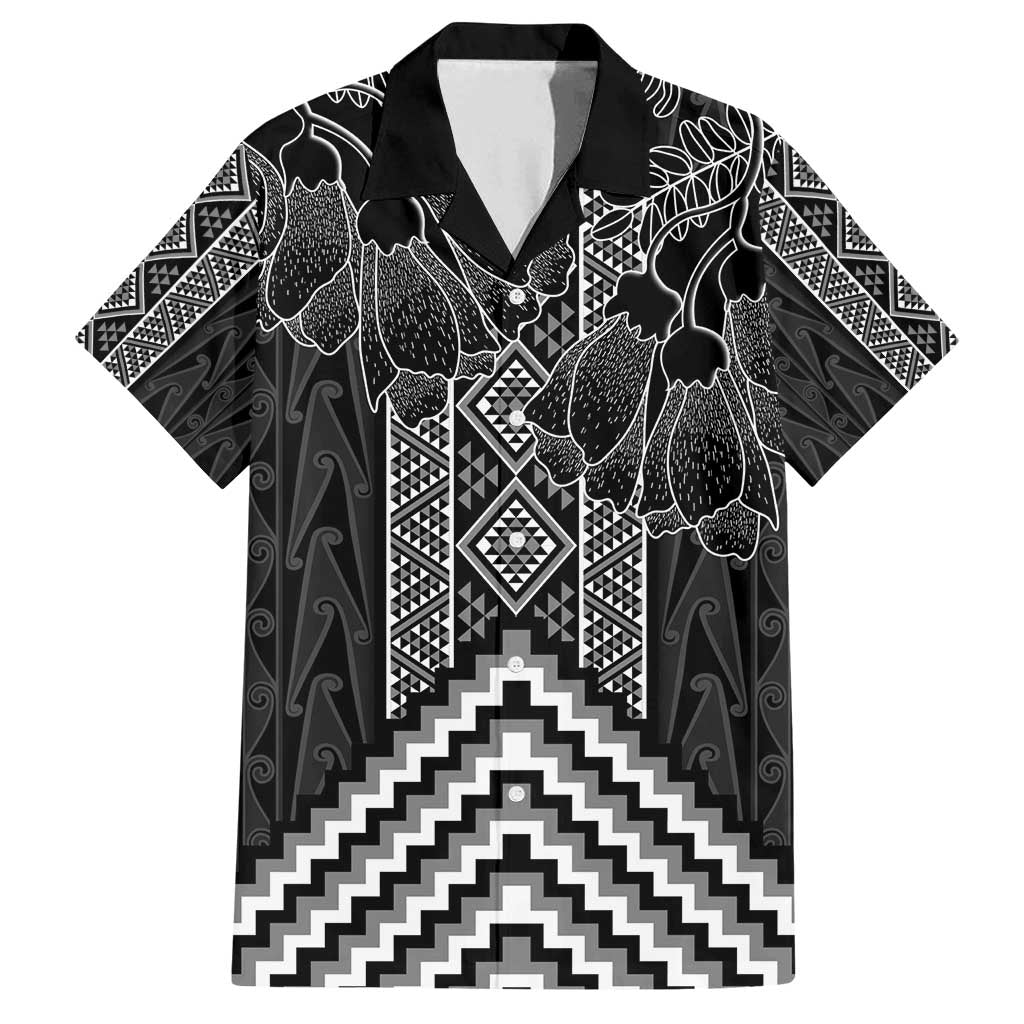 Aotearoa Taniko Pattern Family Matching Long Sleeve Bodycon Dress and Hawaiian Shirt Poutama Mix Kowhai Flowers