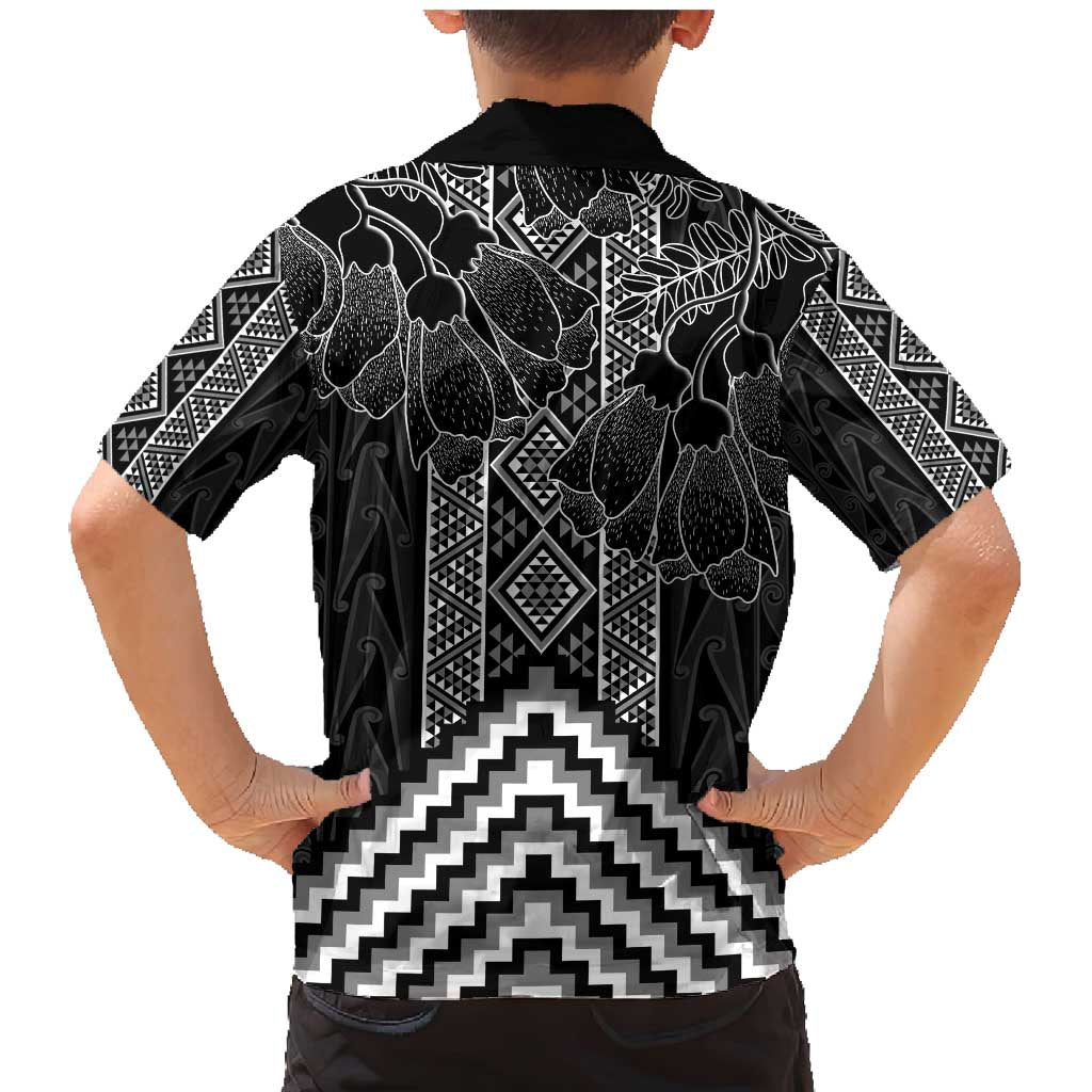 Aotearoa Taniko Pattern Family Matching Mermaid Dress and Hawaiian Shirt Poutama Mix Kowhai Flowers