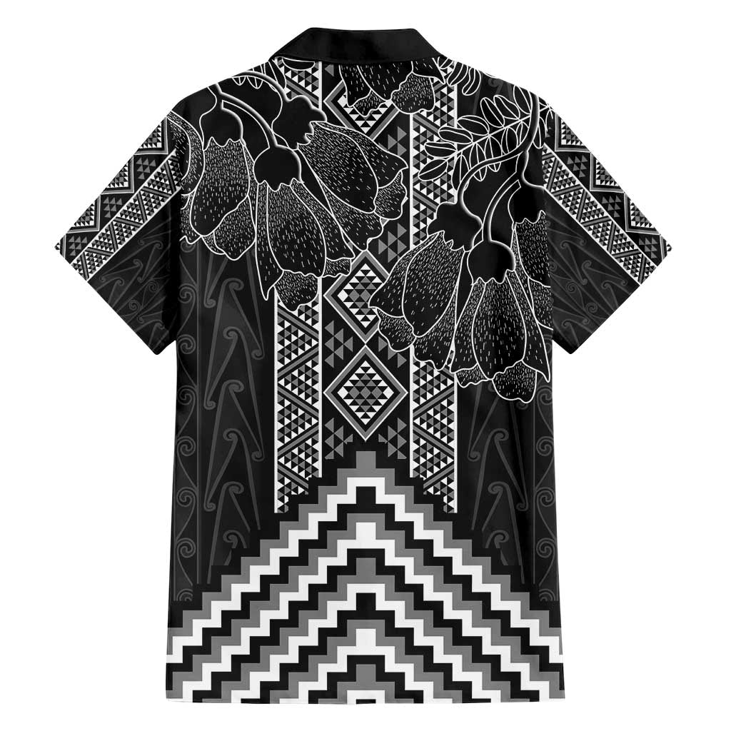 Aotearoa Taniko Pattern Family Matching Short Sleeve Bodycon Dress and Hawaiian Shirt Poutama Mix Kowhai Flowers