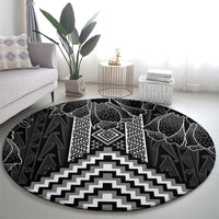 Aotearoa Taniko Pattern Round Carpet Poutama Mix Kowhai Flowers LT7 - Polynesian Pride