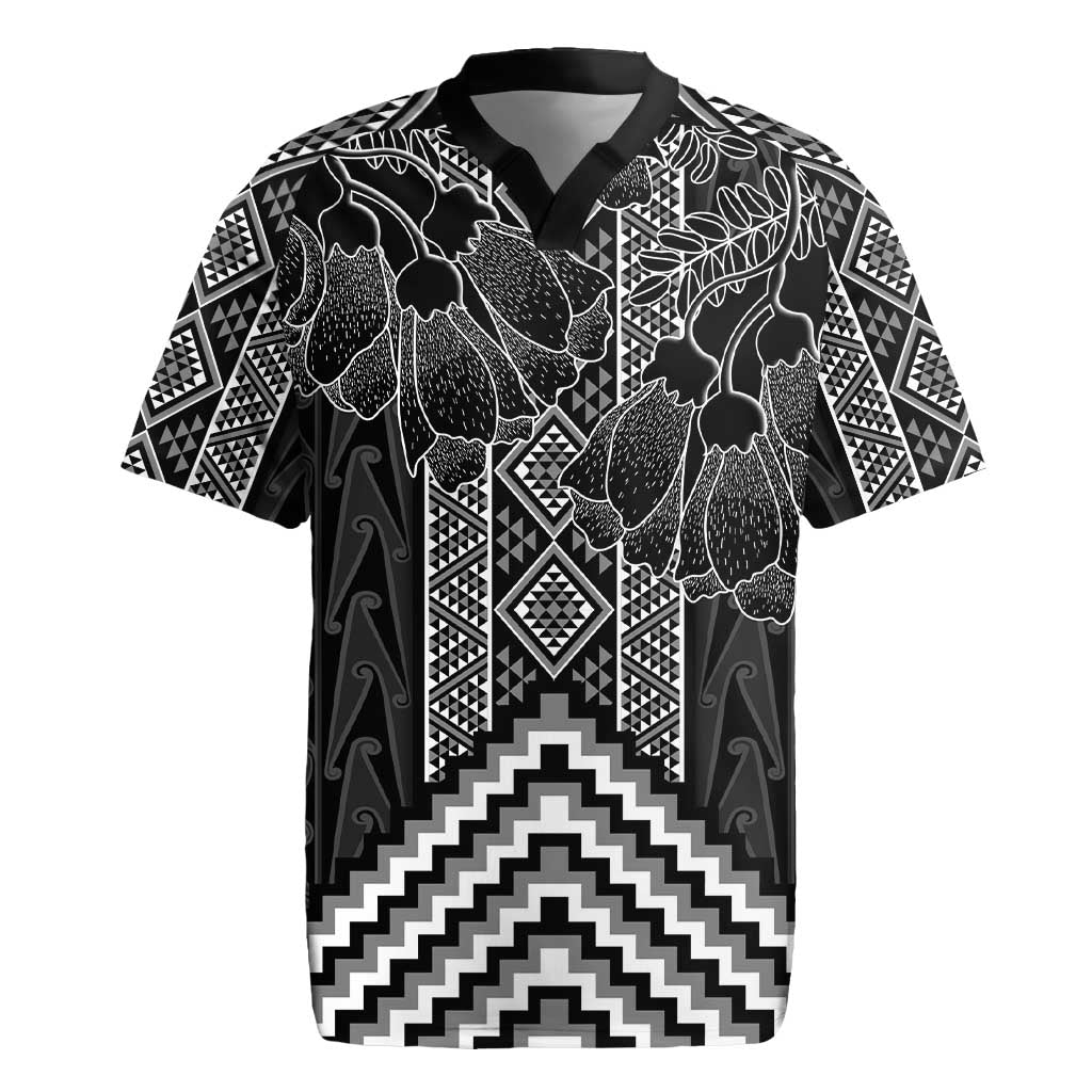 Aotearoa Taniko Pattern Rugby Jersey Poutama Mix Kowhai Flowers