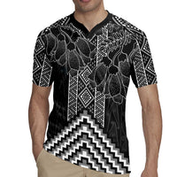 Aotearoa Taniko Pattern Rugby Jersey Poutama Mix Kowhai Flowers