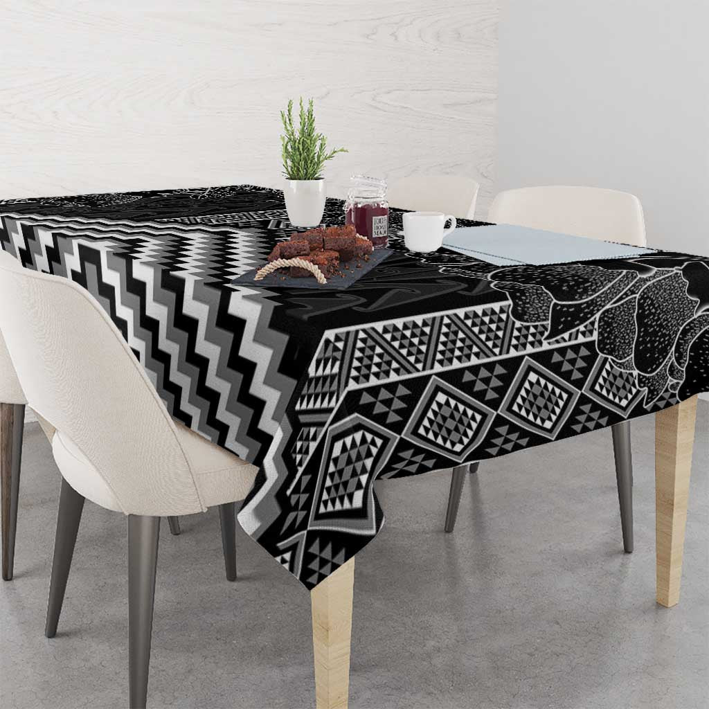 Aotearoa Taniko Pattern Tablecloth Poutama Mix Kowhai Flowers LT7 - Polynesian Pride