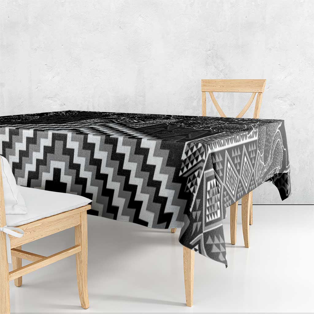 Aotearoa Taniko Pattern Tablecloth Poutama Mix Kowhai Flowers LT7 - Polynesian Pride