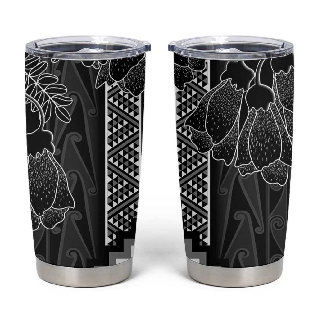 Aotearoa Taniko Pattern Tumbler Cup Poutama Mix Kowhai Flowers